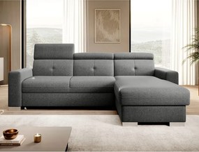 Sivá rozkladacia/s úložným priestorom rohová pohovka (pravý roh/s leňoškou) Fresia – ELTAP