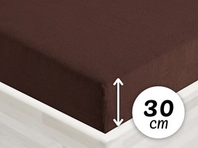 Froté napínacie prestieradlo na vysoký matrac FR-026 Čokoládovo hnedé 100 x 200 - výška 30 cm