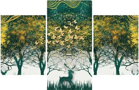 Obraz - Jelene v zelenom lese (90x60 cm)
