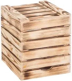 ČistéDrevo Dřevěná opálená bedýnka sedák 30x35x30 cm