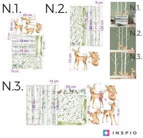 Hravé srnky v brezovom lese - samolepky do detskej izby