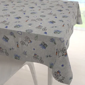 Biante Dekoračný štvorcový obrus PML-097 Levandule a bicykle na sivom režnom 80x80 cm