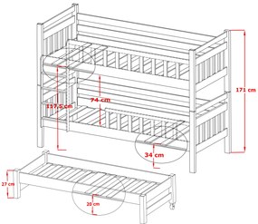 Detská posteľ 90 x 190 cm KRISTY (s roštom a úl. priestorom) (grafit). Vlastná spoľahlivá doprava až k Vám domov. 1013254