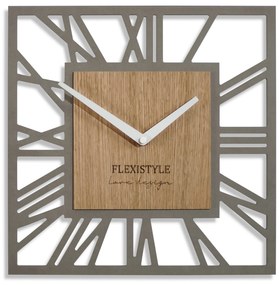Dekorstudio Moderné drevené hodiny EKO Loft Piccolo Square sivé + dub