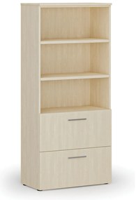 Skriňa so zásuvkami pre závesné zložky PRIMO WOOD, 800 x 420 x 1781 mm, breza