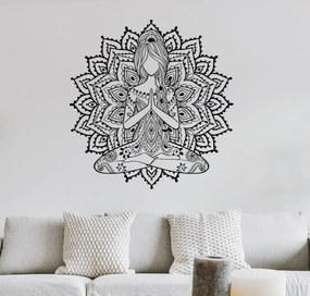 SENTOP | Drevená mandala joga žena – 3D obraz na stenu do obývačky | SENTOP PR0511