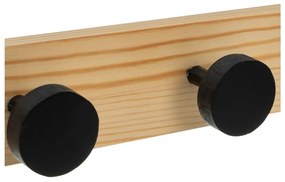 Čierny/v prírodnej farbe nástenný vešiak z borovicového dreva 40 cm Anillos – Casa Selección