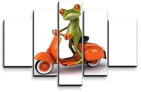 Sablio Obraz - 5-dílný Žaba na motorke - 125x90 cm