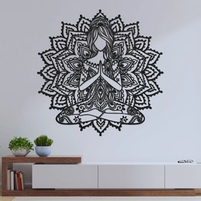 SENTOP | Drevená mandala joga žena – moderný 3D obraz na stenu do obývačk | SENTOP HDF0511
