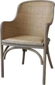 Prírodná drevená stolička s výpletom a opierkami Old French chair - 56*56*91 cm
