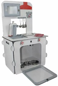 Drevená kuchynka s príslušenstvom - biela/sivá