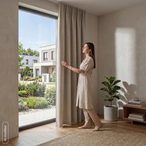ZÁVES NA PÁSKE VELMA 140X270 CM TMAVOBÉŽOVÁ