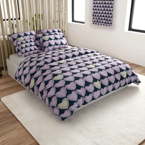 Obliečky z mikrovlákna VIOLET HEARTS svetlo fialové Rozmer obliečky: 2 ks 70 x 80 cm | 160 x 200 cm