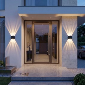 Toolight Toolight, JNH040-6G, vonkajšie LED nástenné svietidlo hore/dole, 6 LED, 12 W, 4000 K, IP44, čierna matná, OSW-56231