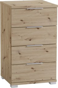 Nočný stolík/skrinka so 4 zásuvkami Smilla, výška 79 cm, dub artisan