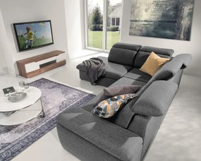 Rohová sedačka Aldon,dymovosivá štruktúrovaná látka, ľavý roh