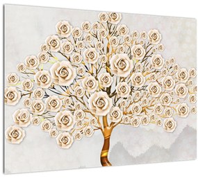 Sklenený obraz kvetinového stromu (70x50 cm)