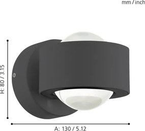 Eglo 64496 - LED nástenné svietidlo ONO PRO 2xLED/2,5W/230V antracit