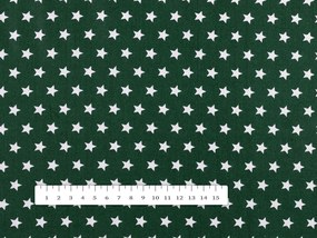 Biante Bavlnený obdĺžnikový obrus Sandra SA-350 Biele hviezdičky na tmavo zelenom 100x140 cm