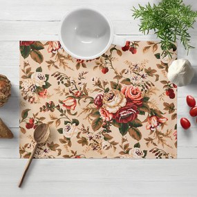 Biante Bavlnené prestieranie na stôl Sandra SA-607 Červené ruže na béžovom 35x45 cm