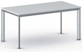 Rokovací kancelársky stôl PRIMO INVITATION, 160x80 cm, sivostrieborná podnož, biela