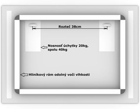 LED zrkadlo Longitudine 120x70cm teplá biela - diaľkový ovládač Farba diaľkového ovládača: Čierna
