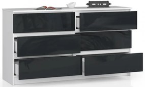 Komoda K140 6SZ CLP grafitová, lesk