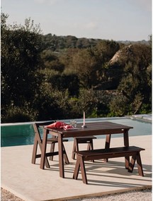 Tmavohnedá drevená záhradná lavica Navo – noo.ma