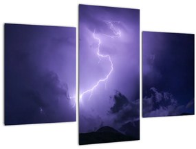 Obraz - fialová obloha a blesk (90x60 cm)