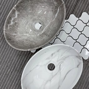 Rea Sofia Mini, umývadlo na dosku 355x270x125 mm, imitácia kameňa - biela Cloudy, REA-U9236