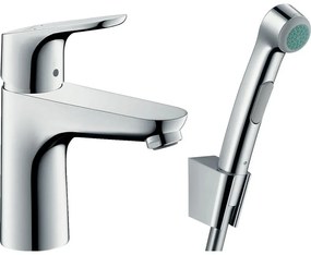 HANSGROHE Focus páková umývadlová batéria s bidetovou sprškou a sprchovou hadicou 160 cm, s odtokovou súpravou Push-Open, výška výtoku 94 mm, chróm, 31927000