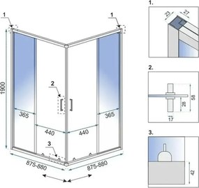 Rea City, sprchový kút s posuvnými dverami 90×90 cm, medená matná, REA-K6984