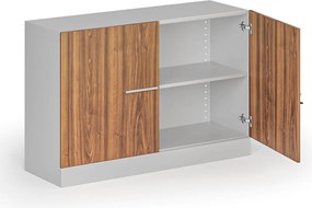 Kovová spisová skriňa s drevenými dverami, demontovaná, 800 x 1200 x 400 mm, orech