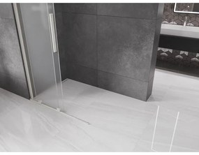 Mexen Velar, sprchová zástena s posuvnými dverami Walk-in 75 x 200 cm, 8mm sklo námraza, brúsená oceľ, 871-075-000-33-97