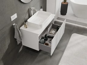 Mexen Rivel, kúpeľňová skrinka 90 cm, 1 zásuvka, drážkovaná, biela matná, 91A20-09047-1-BF01