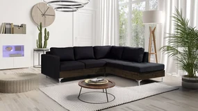 Rohová pohovka Hermes Wood, Farby: Kariba 17, Farby nožičiek: dub artisan, Strana: pravá