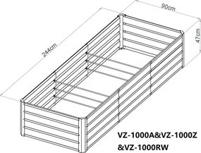 Vyvýšený záhradný záhon BestBerg VZ‑1000RW / 1000 l / 240 × 90 × 47 cm / dekor dreva