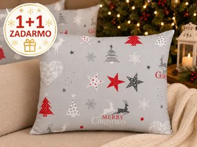 Vianočná obliečka na vankúš Christmas Star Grey 40x40 cm – 1+1 ZADARMO