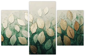 Obraz - Zlato-zelené listy (90x60 cm)