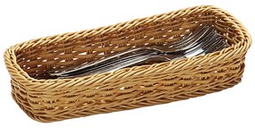 Prútený plastový košík, organizér na príbory WICKER 28 x 11,5 x 8,5 cm