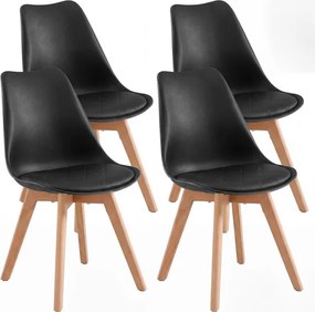Set štyroch jedálenských stoličiek KDCB35888BH01 (4 ks) čierne / hnedé nohy