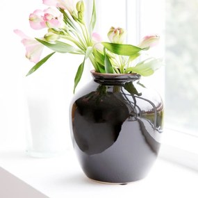 Čierna váza Shina strednej Ø15 cm × 16,5 cm