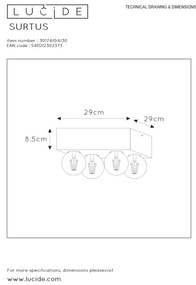 Lucide 30174/04/30 - Stropné svietidlo SURTUS 4xE27/60W/230V
