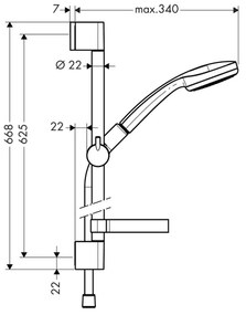 Hansgrohe Croma 100, sprchová súprava Croma 100 Mono, chrómová, HAN-27717000