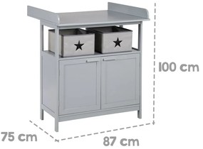 Sivá detská komoda s prebaľovacím pultom 87x100x75 cm Hamburg – Roba