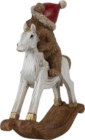 Dekorácia hojdací koník s medvedíkom v čiapke - 12*4*14 cm