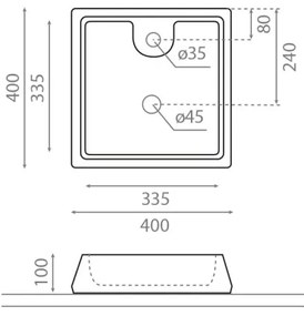 Bathco 4003 - Umývadlo na dosku GALICIA 40x40 cm porcelán/biela