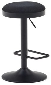 Čierne čalúnené barové stoličky v súprave s nastaviteľnou výškou 2 ks (výška sedadla 53,5 cm) Zaib – Kave Home