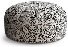 Taburet Circle biele mehendi, čierna / biela