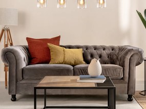 Pohovka Chesterfield, stredně šedá látka